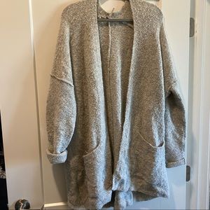 Free People Grey Phantom Wool Oversized Cardigan